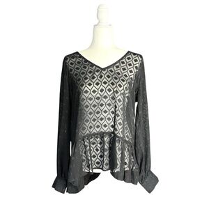 Halo Whimsigoth Top Size L Sheer Black Dark Fairy Romantic Feminine Fantasy NWT